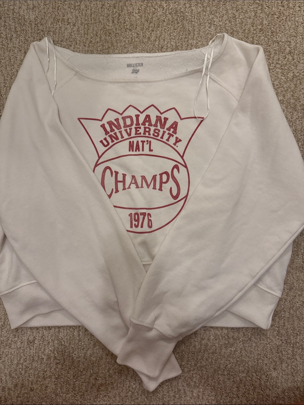 Hollister White Crewneck Sweatshirt with Red Indiana Graphic